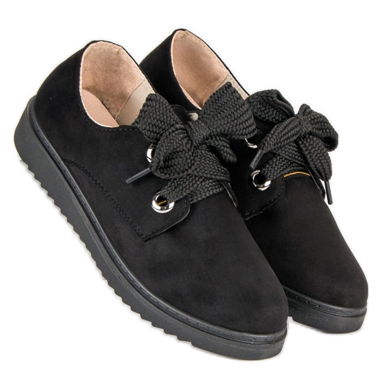 Schnürsneaker aus Wildleder schwarz 2