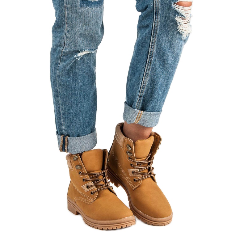 Kamel gebundene Wanderschuhe braun 1