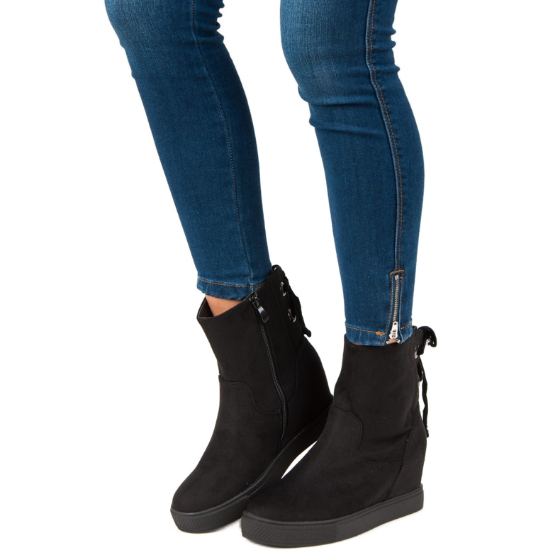 Bestelle Burgunderrote Keilstiefel schwarz 1