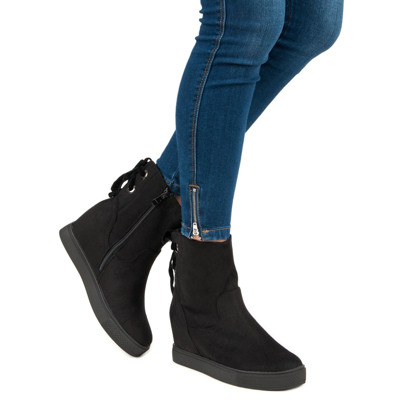 Bestelle Burgunderrote Keilstiefel schwarz 2