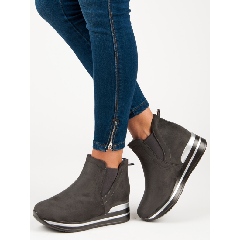 Bestelle Jodhpurstiefel auf der Plattform grau 2