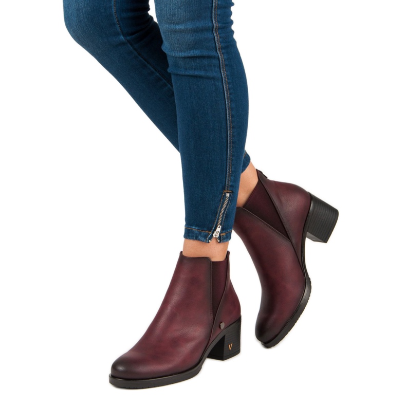 Stiefel Chelsea Boots mit Absatz VINCEZA rot 2