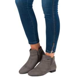 Vinceza Graue flache Stiefeletten 1