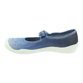 Mädchen Hausschuhe Pailletten Befado 114y316 blau grau marineblau 3