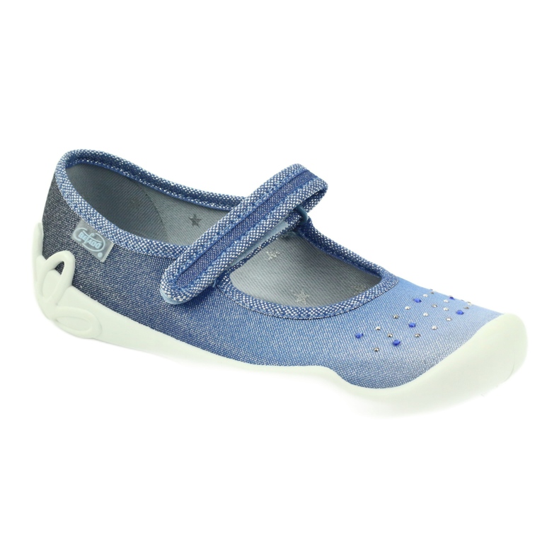 Mädchen Hausschuhe Pailletten Befado 114y316 blau grau marineblau 2