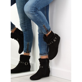 Schwarz PE103 Schwarzer Satingürtel mit Nieten 2