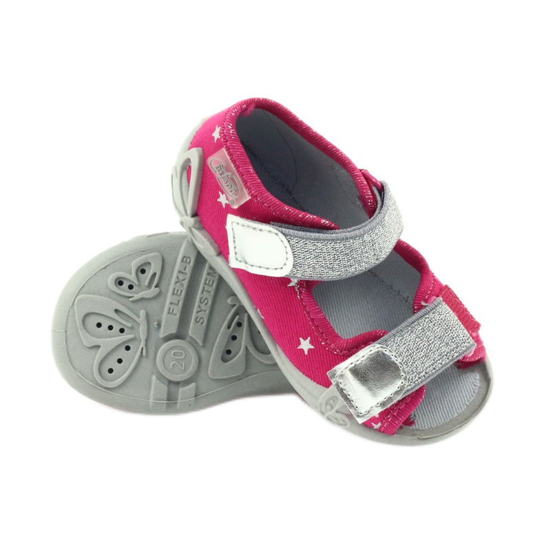 Befado Kinderschuhe Sandalen Hausschuhe 242p085 grau rosa 3
