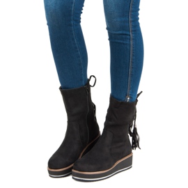 Forever Folie Ankle Boots aus Wildleder mit Keilabsatz schwarz 1