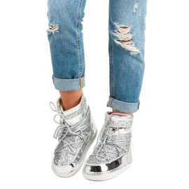 Modische silberne Schneestiefel grau 1