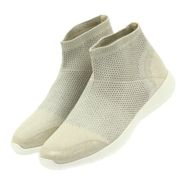 American Club Amerikanische Sportschuhe für Damen 17044 beige silber- gelb 3