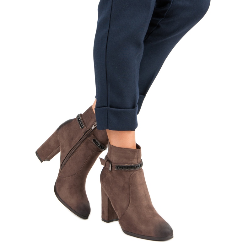 Wildleder-Stiefeletten von VINCEZA braun 1