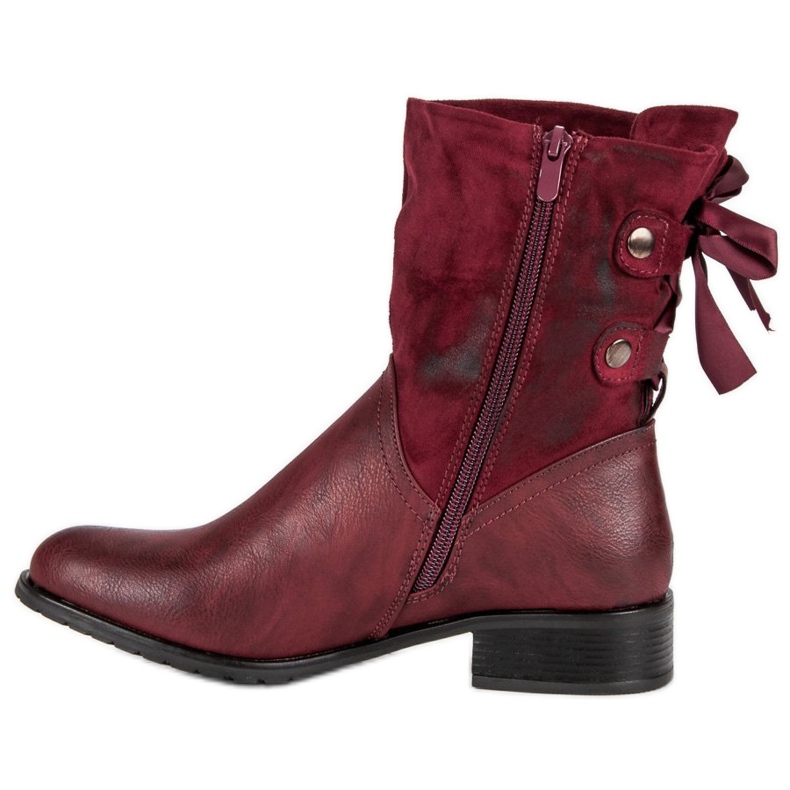 Forever Folie Modische burgunderrote Stiefel 1