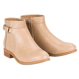 Abloom Beige Stiefeletten mit Reißverschluss schwarz braun 2