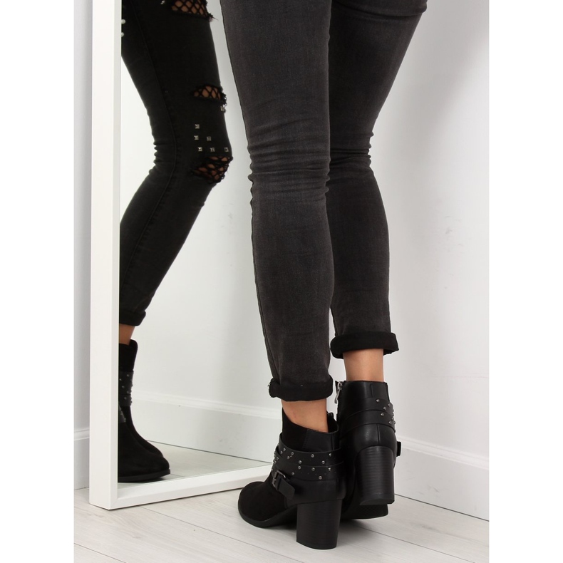 Stiefel mit stabilem Absatz schwarz G-36 Black 2