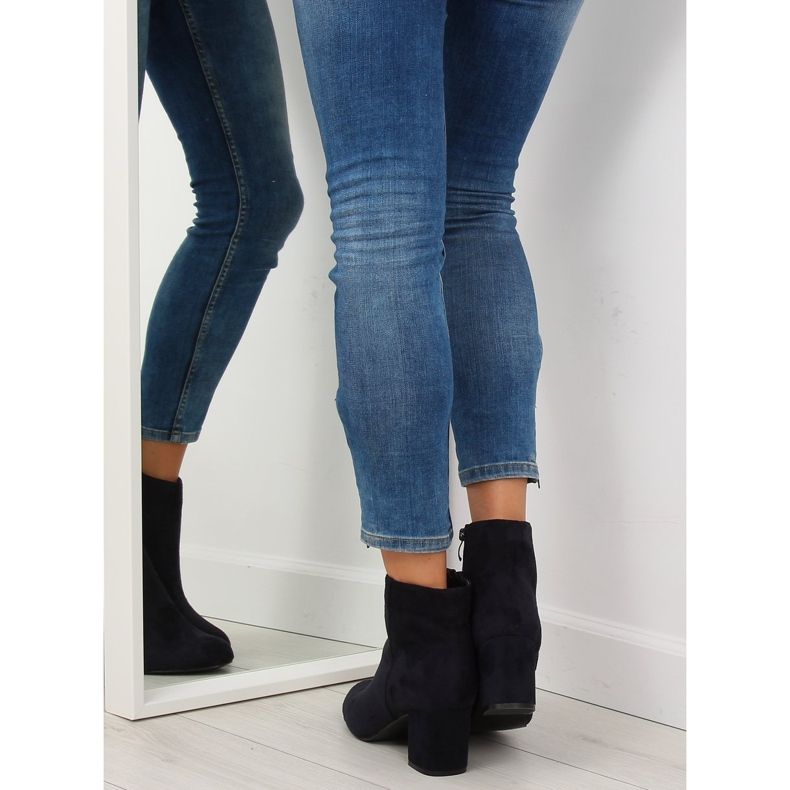 Marineblaue Stiefel mit hohen Absätzen F780 blau navy blau 1