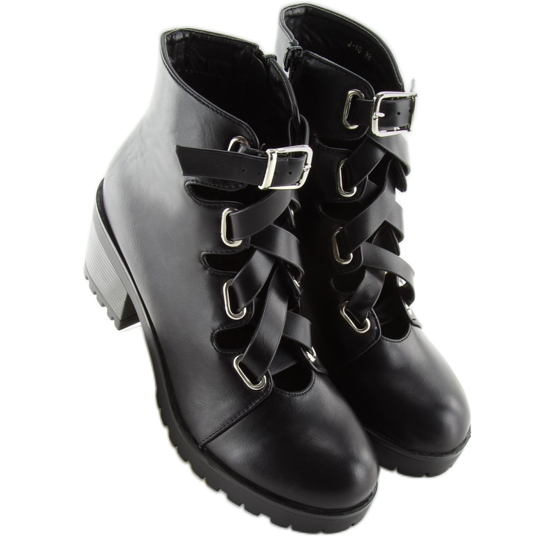 Cut out schwarze Rockstiefel J-10 Black 2