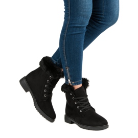 Warme, gebundene Stiefeletten schwarz 1