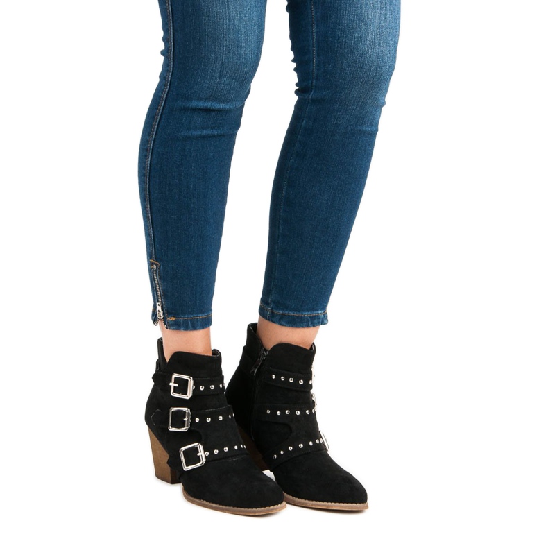 Lässige Stiefeletten mit hohem Absatz schwarz 1