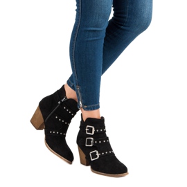 Lässige Stiefeletten mit hohem Absatz schwarz 2