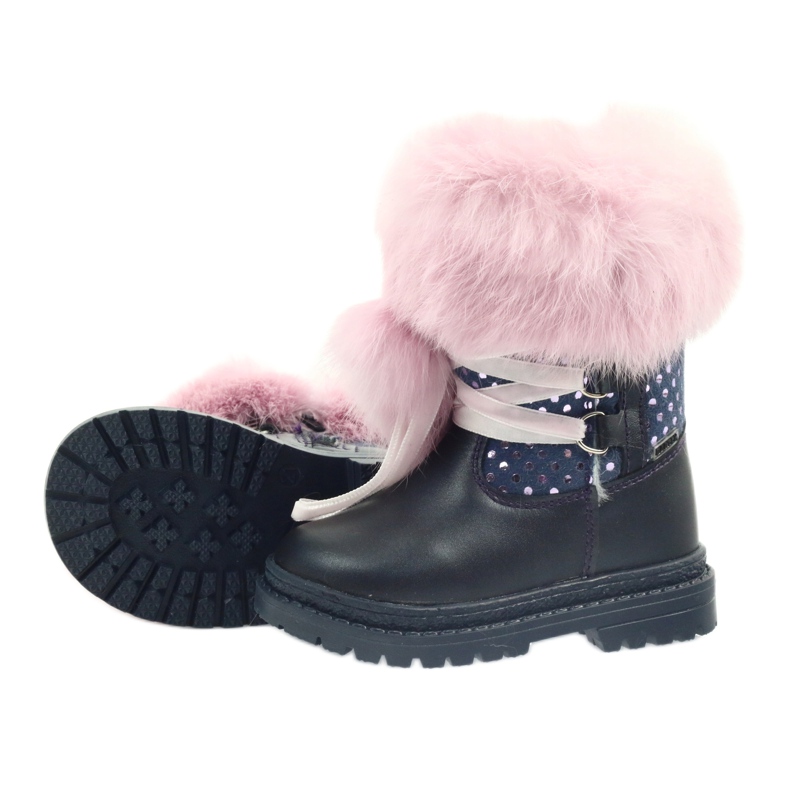 Bartek Mädchen-Lederstiefel mit Fell 216390-013 blau 4
