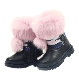 Bartek Mädchen-Lederstiefel mit Fell 216390-013 blau 3