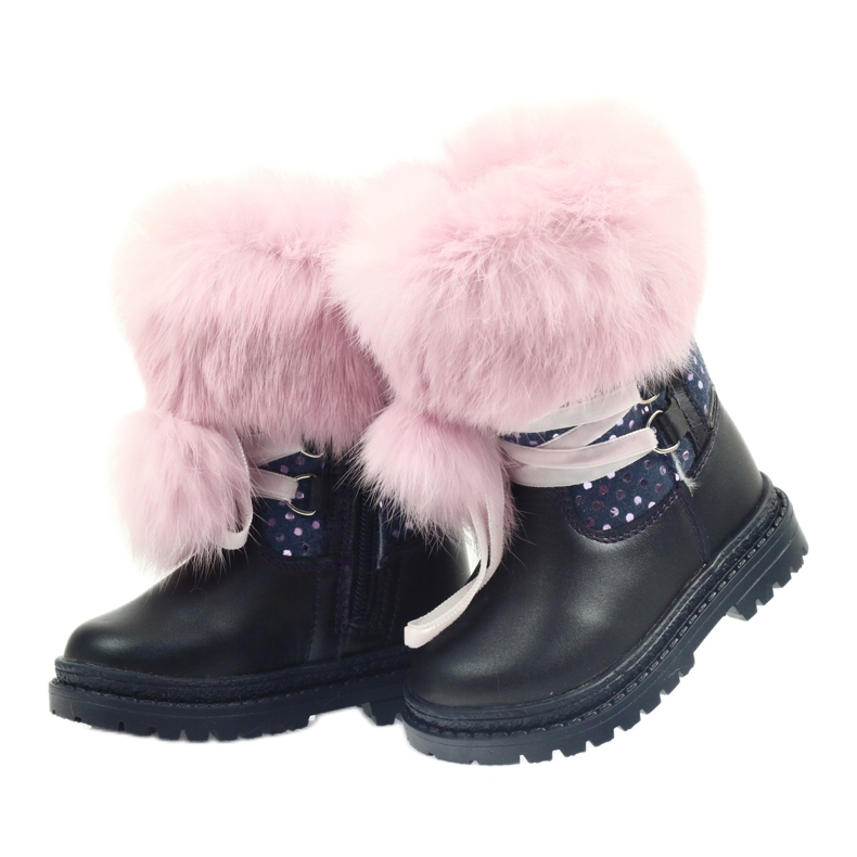 Bartek Mädchen-Lederstiefel mit Fell 216390-013 blau 3