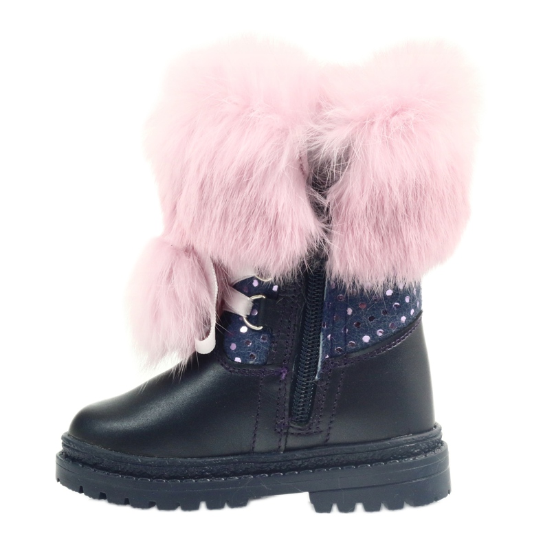 Bartek Mädchen-Lederstiefel mit Fell 216390-013 blau 2