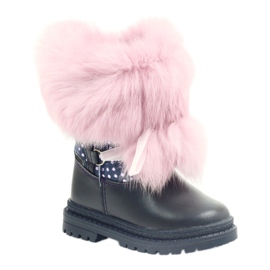 Bartek Mädchen-Lederstiefel mit Fell 216390-013 blau 1