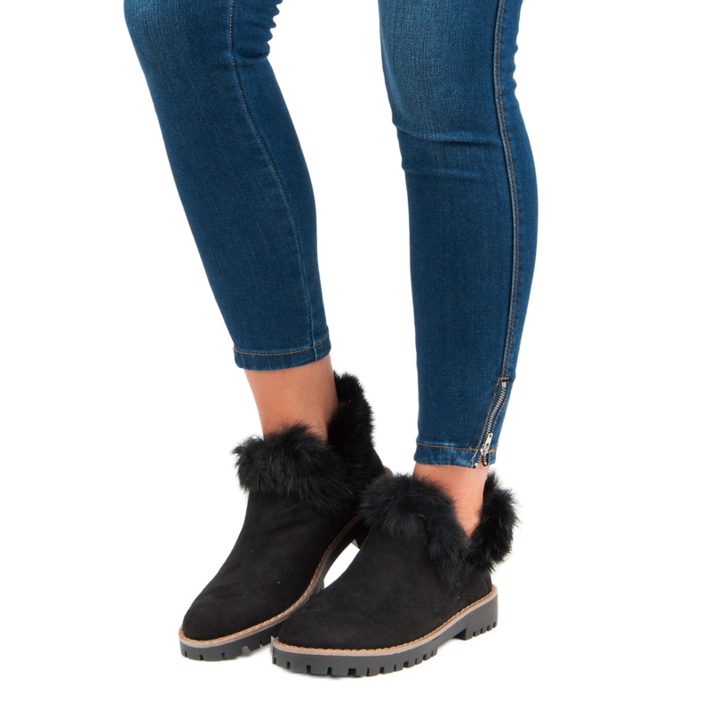 Forever Folie Ankle Boots aus Wildleder zum Hineinschlüpfen schwarz 1