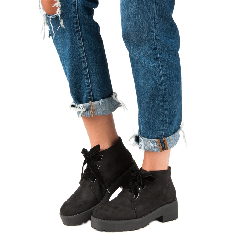 Anesia Paris Modische Wildlederstiefel schwarz 1