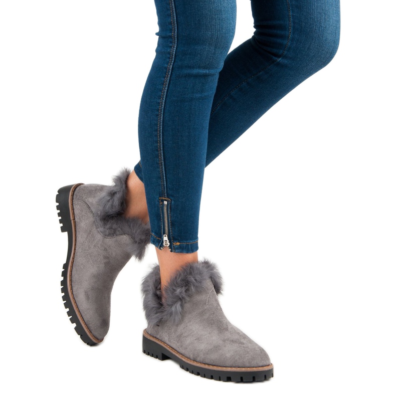 Forever Folie Ankle Boots aus Wildleder zum Hineinschlüpfen grau 2