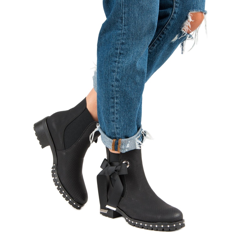 Ideal Shoes Stylische schwarze Chelsea-Boots 2