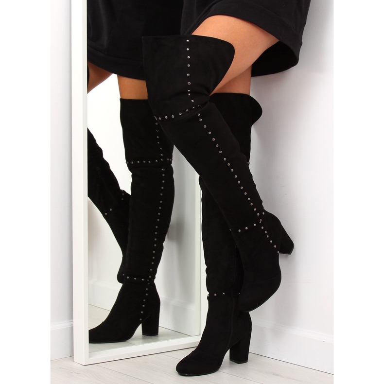 Schwarze Stiefel mit hohen Absätzen 539-1 Schwarz 2