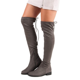 Seastar Overknee-Stiefel mit flachem Absatz grau 1