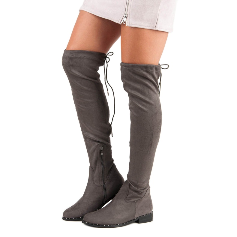 Seastar Overknee-Stiefel mit flachem Absatz grau 1