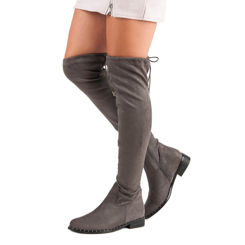 Seastar Overknee-Stiefel mit flachem Absatz grau 2