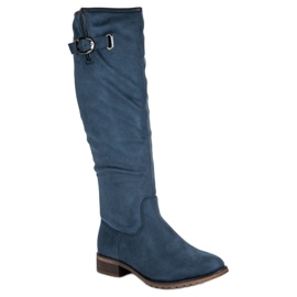 Super Me Klassische Wildlederstiefel blau 1