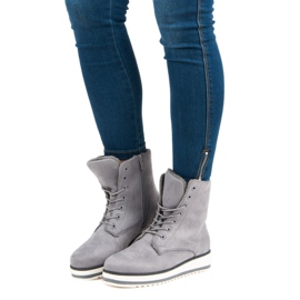 Warme, gebundene Stiefeletten grau 1