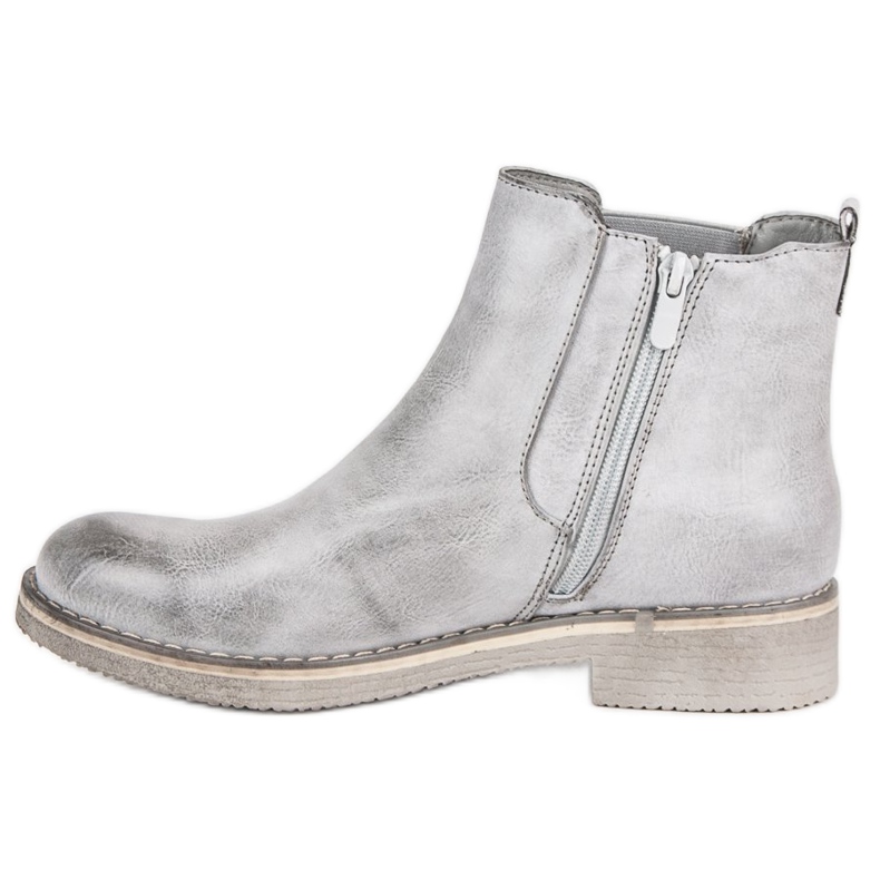 Forever Folie Graue Stiefeletten mit flachem Absatz 1