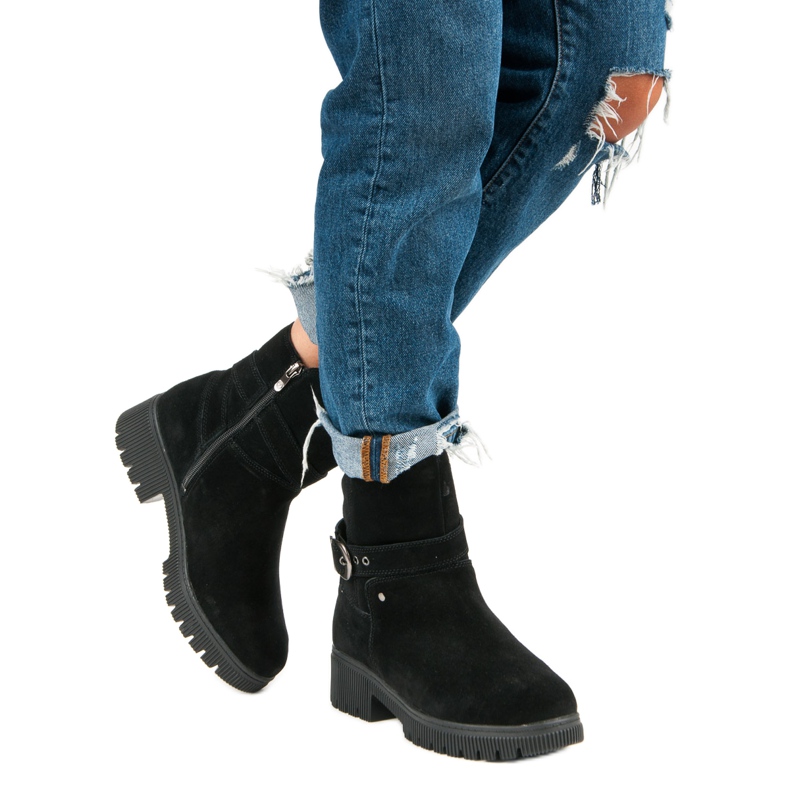 Warme Lederstiefel schwarz 2