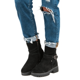 Warme Lederstiefel schwarz 1