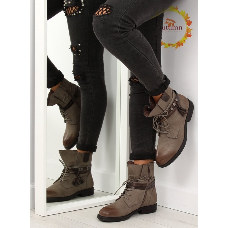 Beige und braune Damenstiefel BH52-KB khaki 1