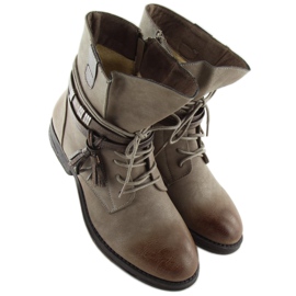 Beige und braune Damenstiefel BH52-KB khaki 2