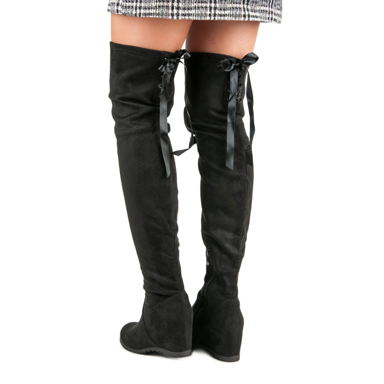 Bestelle Schwarze Oberschenkelstiefel auf Keil 2