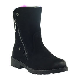 Sergio Leone Stiefel mit farbigem Fell mit Reißverschluss schwarz mehrfarbig 1