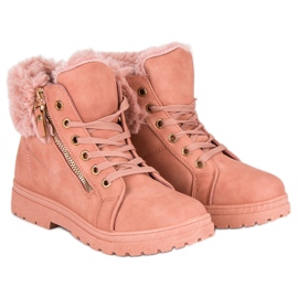 Warme, gebundene Stiefeletten rosa 1