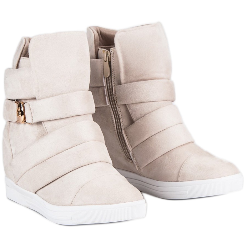 Beige Sneakers mit Keilabsatz 1