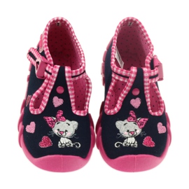 Befado Kinderschuhe 110p330 Hausschuhe marineblau rosa 4