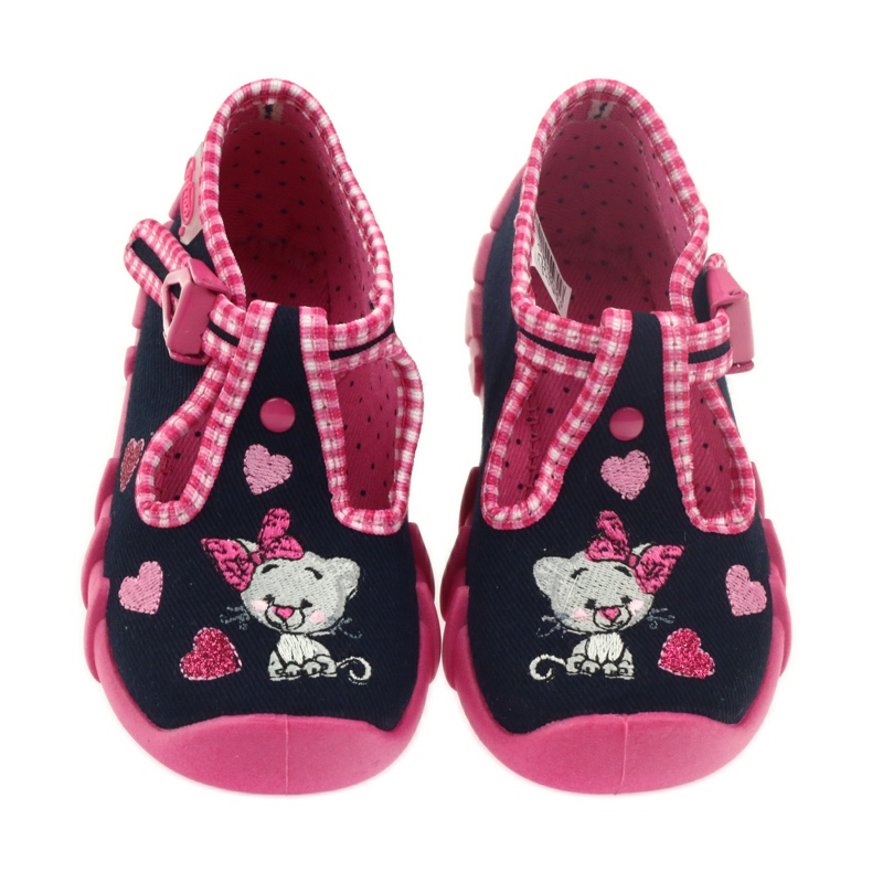 Befado Kinderschuhe 110p330 Hausschuhe marineblau rosa 4