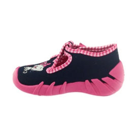 Befado Kinderschuhe 110p330 Hausschuhe marineblau rosa 2